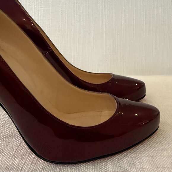Christian Louboutin Fifi 120 Dark Red Burgundy Patent Heels - Picture 4 of 16